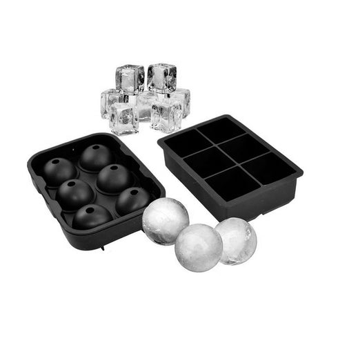 AussieSuperStore Homeware Supplies Silicone Tray Combo Mould Set Large Ice Ball Spheres and Big Ice Cube Blocks Cocktail Silicone Tray Combo Big Ice Ball Sphere & Big Ice Cube Block Mould Set CBALLSQUAREICEPACK